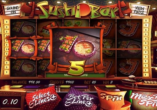 Призовая комбинация с диким знаком в игровом автомате Sushi Bar